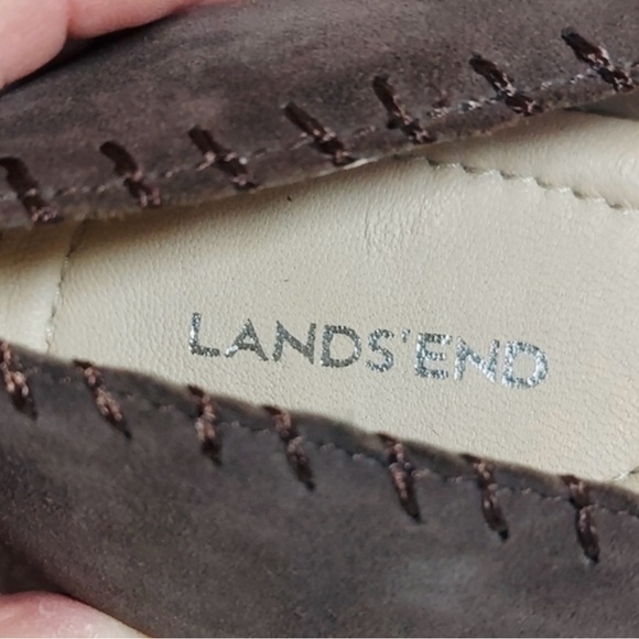 Lands End Chocolate Suede Stitched Flats - Picture 5 of 9